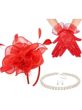 Kentucky Derby Hat Fascinator Veil Headband Hat Set for Wedding Tea Party
